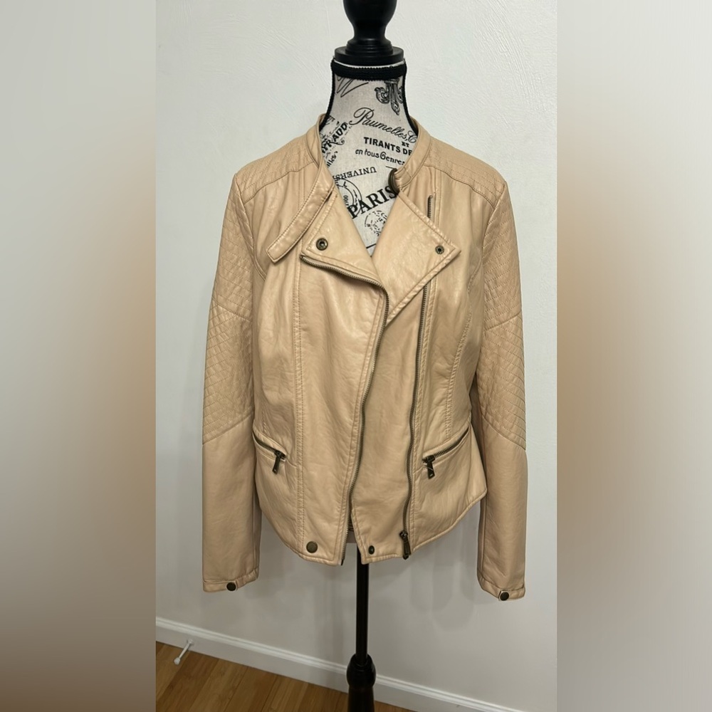 Jou Jou Vegan Butter Yellow Moto Jacket Y2K Streetwear Size L